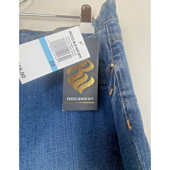 NWT Women's ROCAWEAR Roca Wear Med Wash Embroidered Denim Jeans -Plus Size 20W - Picture 3 of 16